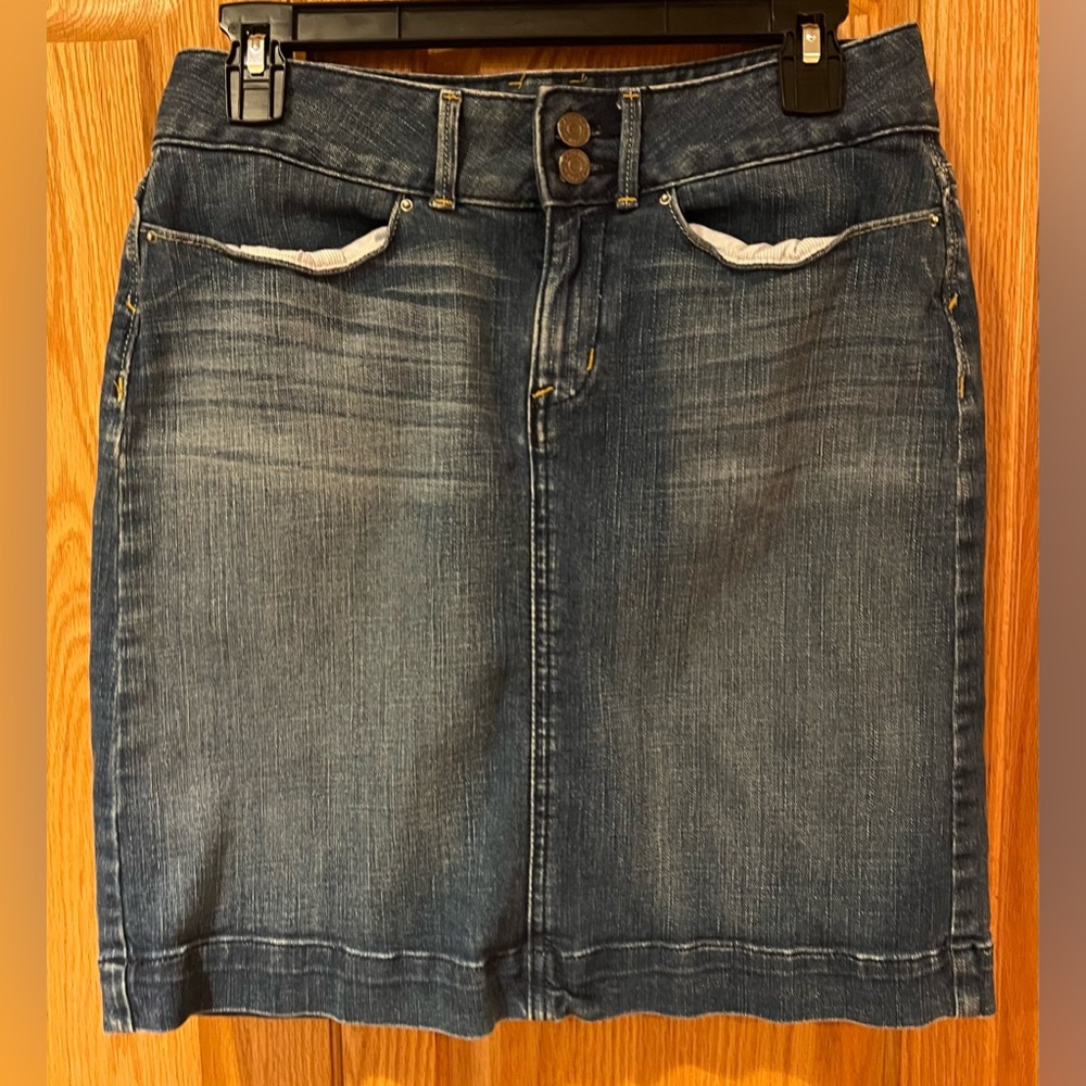 Banana Republic Factory Women’s Stretch Blue Denim Jean 19” Mini Skirt Size 4‎